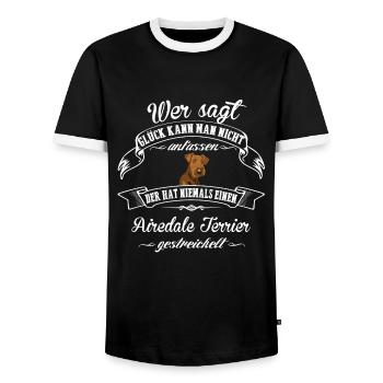 Airedale Terrier Glück - Männer Kontrast-T-Shirt - Schwarz/Weiß - Vorne - AI Model Female 172 light (172cm) & AI Model Male 178 light (178cm)