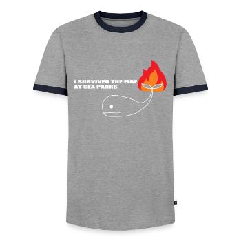 sea parks - Men's Ringer Shirt - grey/navy  - Front - AI Model Female 172 light (172cm) & AI Model Male 178 light (178cm)