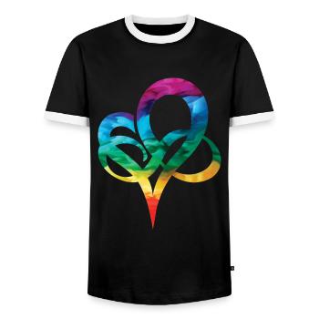 LGBTQ Rainbow Heart Pride Heart Gift - Men's Ringer Shirt - black/white - Front - AI Model Female 172 light (172cm) & AI Model Male 178 light (178cm)
