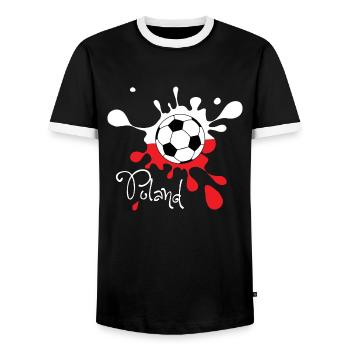Football Pologne Couleur splash Coupe du monde WC Coupe du monde - T-shirt contrasté Homme - noir/blanc - Devant - AI Model Female 172 light (172cm) & AI Model Male 178 light (178cm)