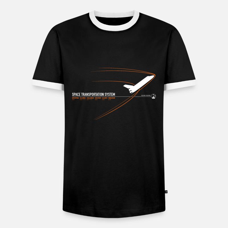 Space Shuttle (Orange print) - Men's Ringer Shirt - black/white