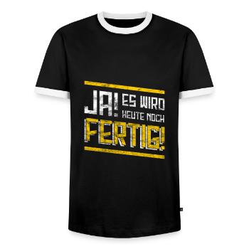 Arbeit Spruch T-Shirt - Männer Kontrast-T-Shirt - Schwarz/Weiß - Vorne - AI Model Female 172 light (172cm) & AI Model Male 178 light (178cm)