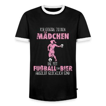 Idée cadeau fille de football - T-shirt contrasté Homme - noir/blanc - Devant - AI Model Female 172 light (172cm) & AI Model Male 178 light (178cm)