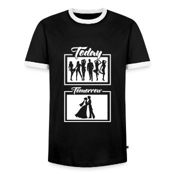 Bachelor party JGA celebration - Men's Ringer Shirt - black/white - Front - AI Model Female 172 light (172cm) & AI Model Male 178 light (178cm)