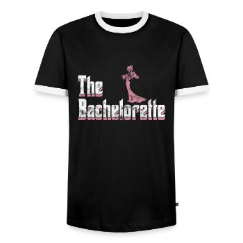 La partie de poule Bachelorette JGA - T-shirt contrasté Homme - noir/blanc - Devant - AI Model Female 172 light (172cm) & AI Model Male 178 light (178cm)