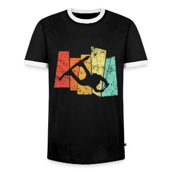 Wakeboard Premium Sport - Men's Ringer Shirt - black/white - Front - AI Model Female 172 light (172cm) & AI Model Male 178 light (178cm)