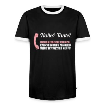 Schwanger Schwangerschaft Tante - Men's Ringer Shirt - black/white - Front - AI Model Female 172 light (172cm) & AI Model Male 178 light (178cm)