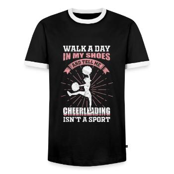 Cheerleading Girl - Men's Ringer Shirt - black/white - Front - AI Model Female 172 light (172cm) & AI Model Male 178 light (178cm)