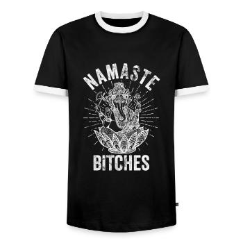 Yoga Namaste cadeau - T-shirt contrasté Homme - noir/blanc - Devant - AI Model Female 172 light (172cm) & AI Model Male 178 light (178cm)