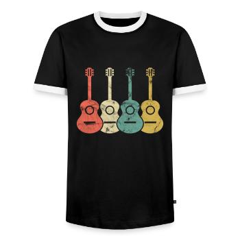 Ukulélé Soprano-ukulélé - T-shirt contrasté Homme - noir/blanc - Devant - AI Model Female 172 light (172cm) & AI Model Male 178 light (178cm)
