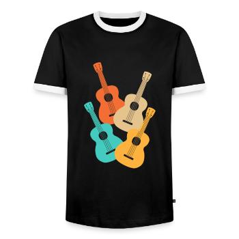 Ukulélé Musiciens colorés - T-shirt contrasté Homme - noir/blanc - Devant - AI Model Female 172 light (172cm) & AI Model Male 178 light (178cm)