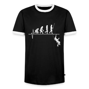 Klettern Evolution Geschenk - Männer Kontrast-T-Shirt - Schwarz/Weiß - Vorne - AI Model Female 172 light (172cm) & AI Model Male 178 light (178cm)