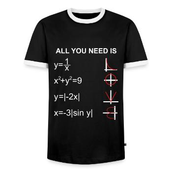 Mathematics love - Men's Ringer Shirt - black/white - Front - AI Model Female 172 light (172cm) & AI Model Male 178 light (178cm)