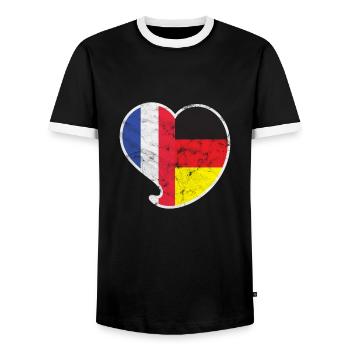 Cadeau d'amour de coeur France & Allemagne - T-shirt contrasté Homme - noir/blanc - Devant - AI Model Female 172 light (172cm) & AI Model Male 178 light (178cm)