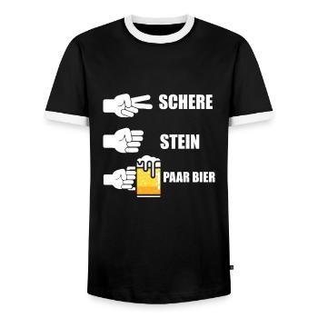 Festival paar Bier - Männer Kontrast-T-Shirt - Schwarz/Weiß - Vorne - AI Model Female 172 light (172cm) & AI Model Male 178 light (178cm)