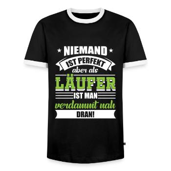 Cadeau de coureur de jogging - T-shirt contrasté Homme - noir/blanc - Devant - AI Model Female 172 light (172cm) & AI Model Male 178 light (178cm)