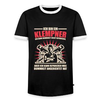 Plombier Plombier Funny Sayings Joke - T-shirt contrasté Homme - noir/blanc - Devant - AI Model Female 172 light (172cm) & AI Model Male 178 light (178cm)