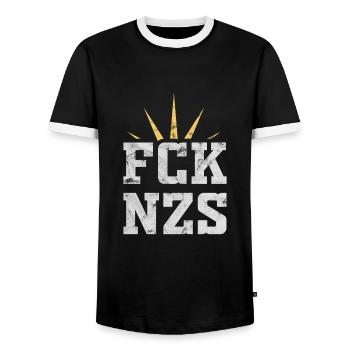 Droits de l'homme - Fuck Nazis - T-shirt contrasté Homme - noir/blanc - Devant - AI Model Female 172 light (172cm) & AI Model Male 178 light (178cm)