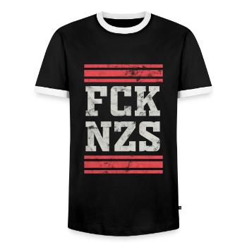 Contre les nazis - T-shirt contrasté Homme - noir/blanc - Devant - AI Model Female 172 light (172cm) & AI Model Male 178 light (178cm)