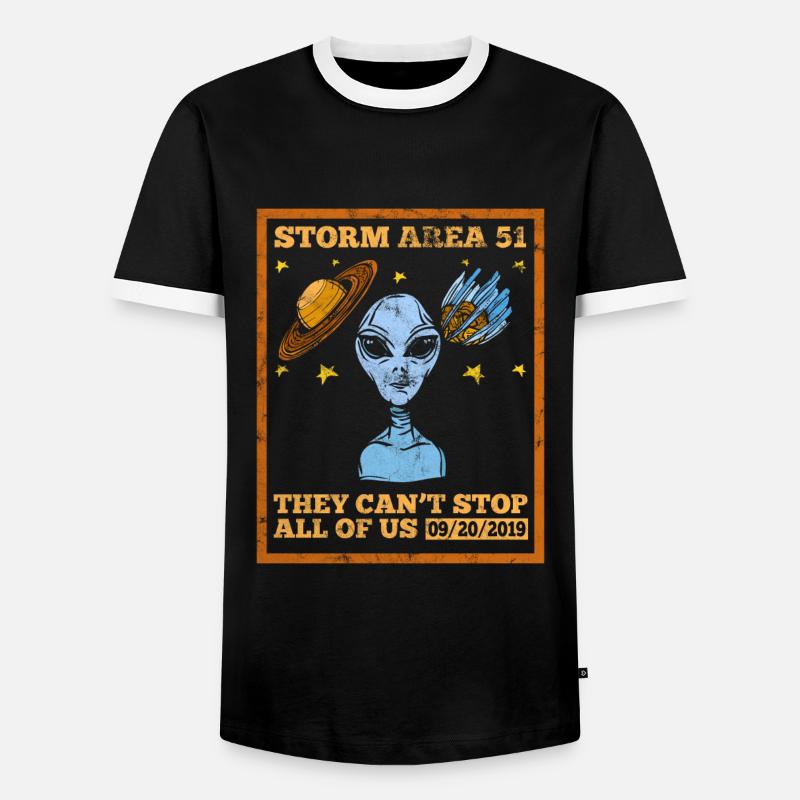 Alien UFO - Männer Kontrast-T-Shirt - Schwarz/Weiß