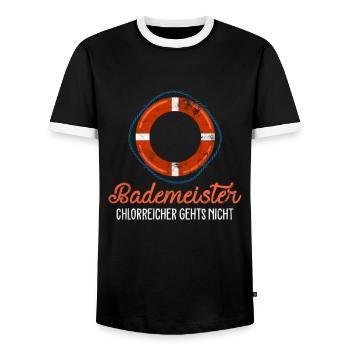 Bademeister - Lustige Sprüche - Männer Kontrast-T-Shirt - Schwarz/Weiß - Vorne - AI Model Female 172 light (172cm) & AI Model Male 178 light (178cm)