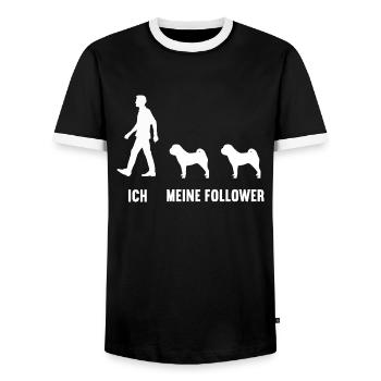Ich Meine Follwer Shar pei - Männer Kontrast-T-Shirt - Schwarz/Weiß - Vorne - AI Model Female 172 light (172cm) & AI Model Male 178 light (178cm)
