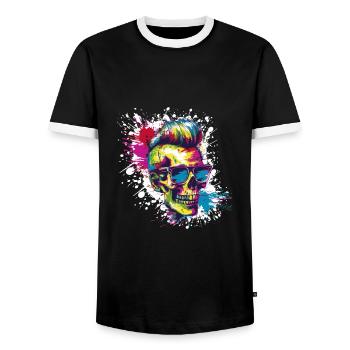 Punker Totenkopf Party - Männer Kontrast-T-Shirt - Schwarz/Weiß - Vorne - AI Model Female 172 light (172cm) & AI Model Male 178 light (178cm)
