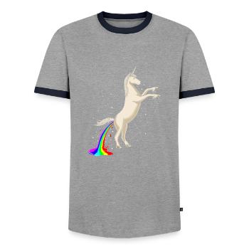 Science Behind Rainbows - Men's Ringer Shirt - grey/navy  - Front - AI Model Female 172 light (172cm) & AI Model Male 178 light (178cm)