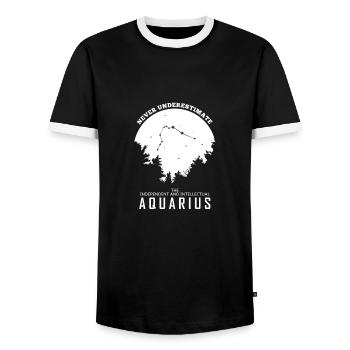 Wassermann Sternzeichen Horoskop - Männer Kontrast-T-Shirt - Schwarz/Weiß - Vorne - AI Model Female 172 light (172cm) & AI Model Male 178 light (178cm)