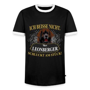 LEONBERGER - Männer Kontrast-T-Shirt - Schwarz/Weiß - Vorne - AI Model Female 172 light (172cm) & AI Model Male 178 light (178cm)