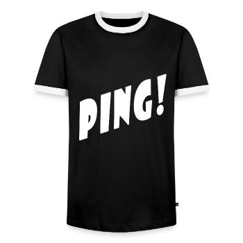 Ping! - Schwarz/Black - Partner/Duo Look - Pong! - Männer Kontrast-T-Shirt - Schwarz/Weiß - Vorne - AI Model Female 172 light (172cm) & AI Model Male 178 light (178cm)