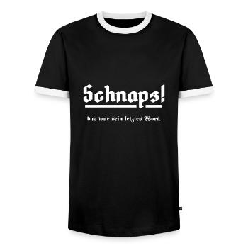 Schnaps - Männer Kontrast-T-Shirt - Schwarz/Weiß - Vorne - AI Model Female 172 light (172cm) & AI Model Male 178 light (178cm)