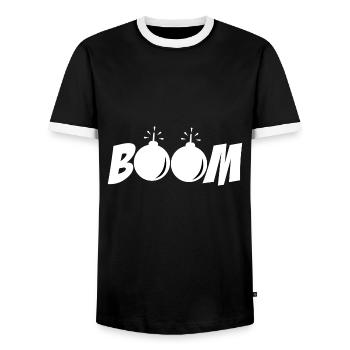 boom - Men's Ringer Shirt - black/white - Front - AI Model Female 172 light (172cm) & AI Model Male 178 light (178cm)