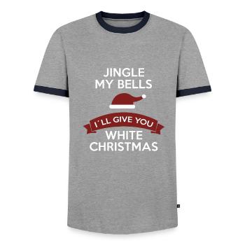 Funny Jingle My Balls for Christmas White - Men's Ringer Shirt - grey/navy  - Front - AI Model Female 172 light (172cm) & AI Model Male 178 light (178cm)