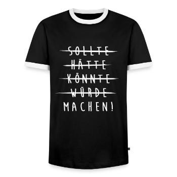 Faire des faiseurs faciles aucune excuse ne fonctionne - T-shirt contrasté Homme - noir/blanc - Devant - AI Model Female 172 light (172cm) & AI Model Male 178 light (178cm)
