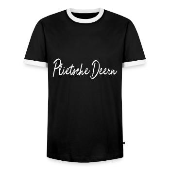 North German Plietsche Deern - The best at the north - Men's Ringer Shirt - black/white - Front - AI Model Female 172 light (172cm) & AI Model Male 178 light (178cm)
