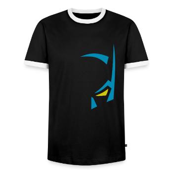 Superhero mask - Men's Ringer Shirt - black/white - Front - AI Model Female 172 light (172cm) & AI Model Male 178 light (178cm)
