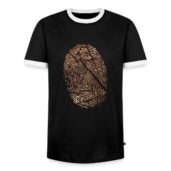 Fingerprint wood - Men's Ringer Shirt - black/white - Front - AI Model Female 172 light (172cm) & AI Model Male 178 light (178cm)