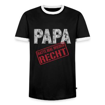 Papa hatte mal wieder Recht - Männer Kontrast-T-Shirt - Schwarz/Weiß - Vorne - AI Model Female 172 light (172cm) & AI Model Male 178 light (178cm)
