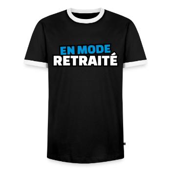 en mode retraité - T-shirt contrasté Homme - noir/blanc - Devant - AI Model Female 172 light (172cm) & AI Model Male 178 light (178cm)