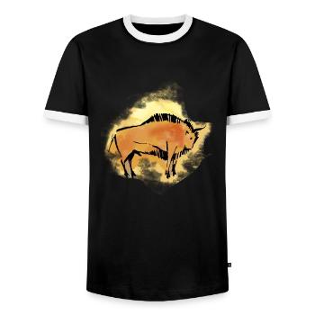 Bison - T-shirt contrasté Homme - noir/blanc - Devant - AI Model Female 172 light (172cm) & AI Model Male 178 light (178cm)