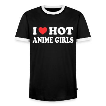 J'aime Les Filles d'Anime - T-shirt contrasté Homme - noir/blanc - Devant - AI Model Female 172 light (172cm) & AI Model Male 178 light (178cm)