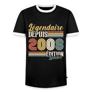 Légendaire Depuis 2008 - T-shirt contrasté Homme - noir/blanc - Devant - AI Model Female 172 light (172cm) & AI Model Male 178 light (178cm)