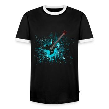 Guitar Graffiti - Men's Ringer Shirt - black/white - Front - AI Model Female 172 light (172cm) & AI Model Male 178 light (178cm)