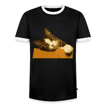 CAT COLLECTION 2017 - T-shirt contrasté Homme - noir/blanc - Devant - AI Model Female 172 light (172cm) & AI Model Male 178 light (178cm)