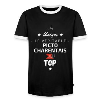 Le véritable Picto Charentais au top - T-shirt contrasté Homme - noir/blanc - Devant - AI Model Female 172 light (172cm) & AI Model Male 178 light (178cm)