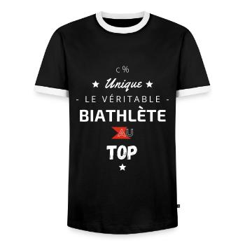 Le véritable biathlète au top - T-shirt contrasté Homme - noir/blanc - Devant - AI Model Female 172 light (172cm) & AI Model Male 178 light (178cm)