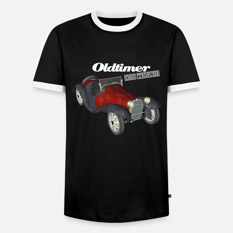Oldtimer on Tour - Männer Kontrast-T-Shirt - Schwarz/Weiß