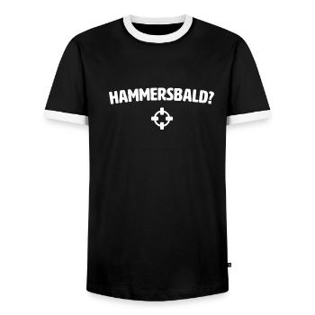 Hammersbald? Nordischer Gott der Ungeduld - Männer Kontrast-T-Shirt - Schwarz/Weiß - Vorne - AI Model Female 172 light (172cm) & AI Model Male 178 light (178cm)