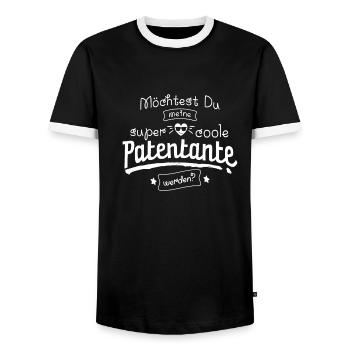 Möchtest Du meine super coole Patentante werden? - Männer Kontrast-T-Shirt - Schwarz/Weiß - Vorne - AI Model Female 172 light (172cm) & AI Model Male 178 light (178cm)